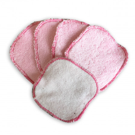 Square makeup removers washable Naturiou pink 10 x 10 cm