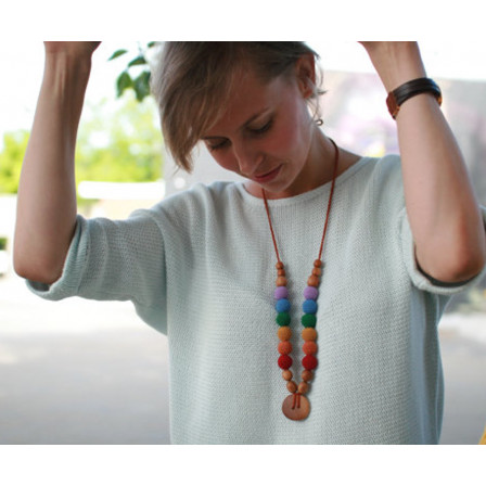 Double Earthy Rainbow Necklace, Oak Wood Kangaroocare