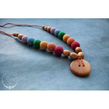 Double Earthy Rainbow Necklace, Oak Wood Kangaroocare