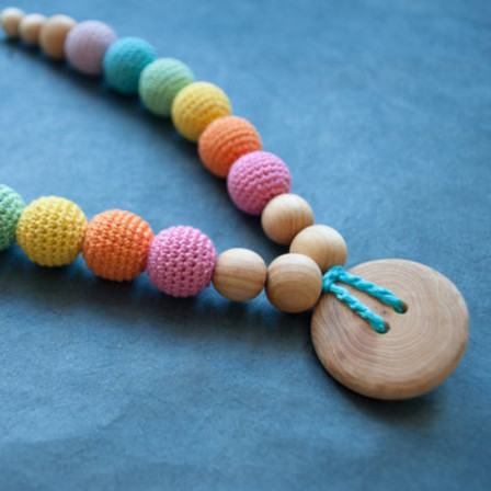 Double Earthy Rainbow Necklace, Oak Wood Kangaroocare