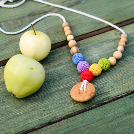 Button Rainbow Necklace, Juniper Wood Kangaroocare