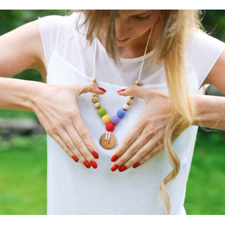 Button Rainbow Necklace, Juniper Wood Kangaroocare