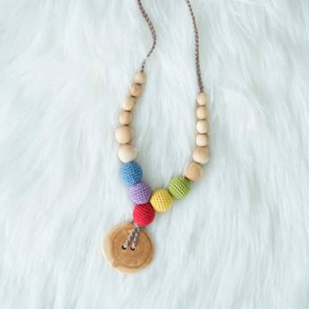 Button Rainbow Necklace, Juniper Wood Kangaroocare