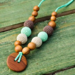Collier d'allaitement et de portage "Avoine chocolat menthe" Kangaroocare