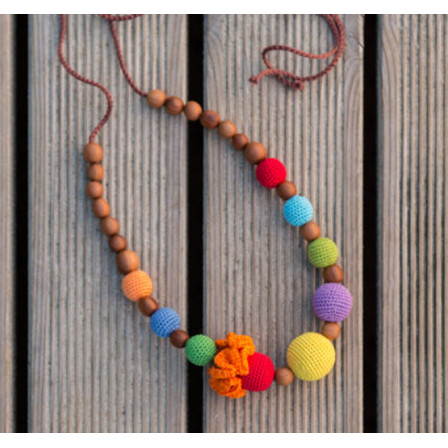 Bright Rainbow Necklace, Apple Wood Kangaroocare