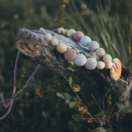 Cream & beige Button Necklace, Juniper Wood Kangaroocare