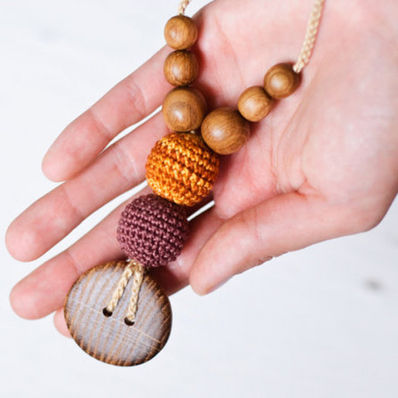 Collier portage et allaitement "Marron et Or" Kangaroocare