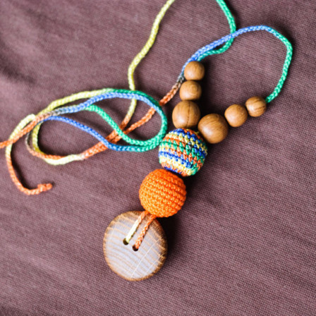 Collier portage et allaitement "Mixe orange et vert" marine" Kangaroocare