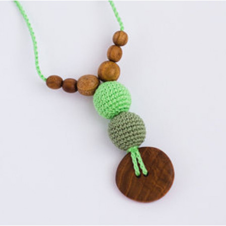 Best Babywearing Necklace in Greens, Oak Wood