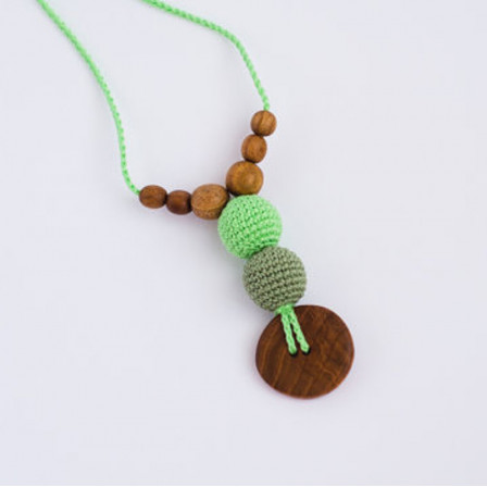 Best Babywearing Necklace in Greens, Oak Wood