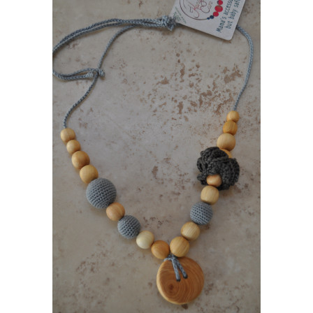 Necklace babywearing and breastfeeding Kangaroocare Cool Air Anthracite Flower Series Limited Naturiou