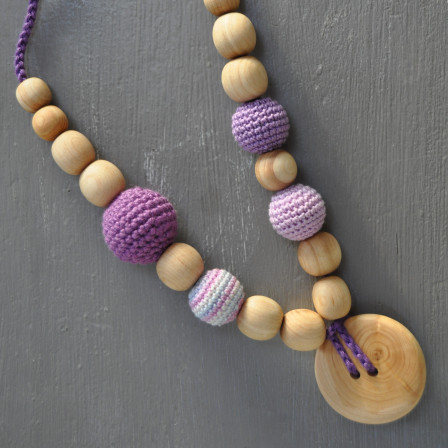 Necklace babywearing and breastfeeding Kangaroocare with Pearls Lilac Limited Series Naturiou