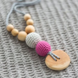 Collier portage et allaitement  gris fuchsia + Kangaroocare