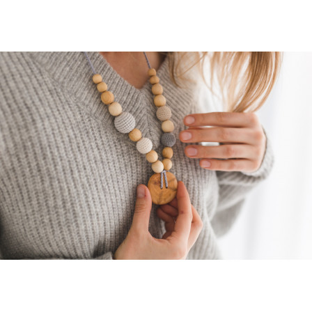 Necklace babywearing and breastfeeding Kangaroocare Adapt with Grey Pearl Series Limited Naturiou