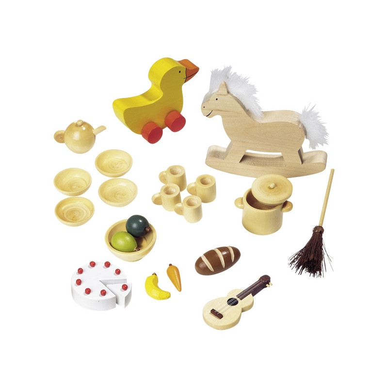 Jouet en bois Valise Maison de poupées avec accessoires Goki