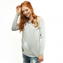 Love And Carry Haut De Grossesse Et Allaitement Gris Clair Et Blanc