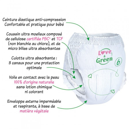 Disposable diapers-Love and green size 6 (over 16 kg)