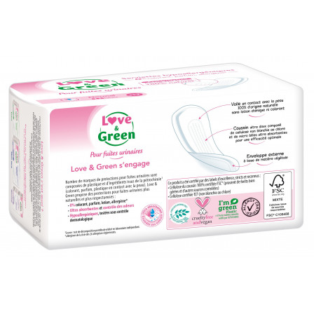 Love and Green Serviettes Incontinence Normal Hypoallergéniques x12