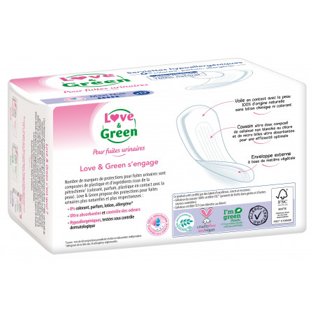 Love & Green Serviettes Incontinence Nuit Hypoallergéniques x12