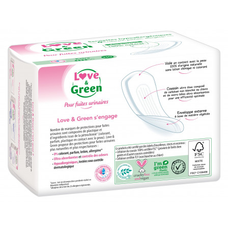 Love and Green Serviettes Incontinence Extra Hypoallergéniques x12