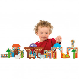 Lanka Kade building Block large Christmas crib in the wood (44 pieces + bag)