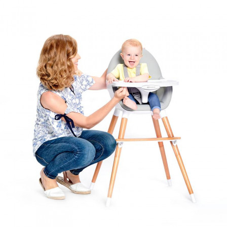 Kinderkraft Fini Gris - Chaise haute 2 en 1