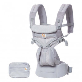 Ergobaby Omni 360 Cool Air Mesh Gris Pois Rose - Porte-bébé Évolutif 4 Positions