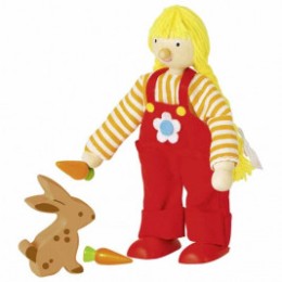 Goki Doll flexible girl of the farmer - wooden toys