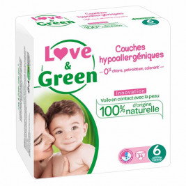 Love and Green Pack 6x34 Couches jetables taille 6 (+ 15 kg)