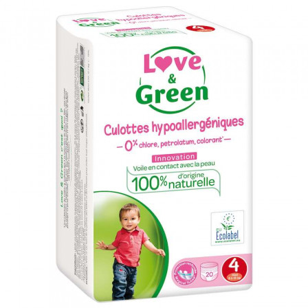Love and Green Pack 4x20 Culottes d'apprentissage taille 4 (8 à 15 kg)