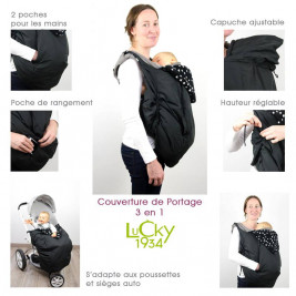 Lucky Couverture de portage 3 en 1 Noir