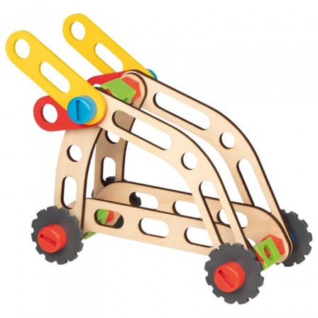 Goki Suitcase with kit construction vehicles - Toy wooden