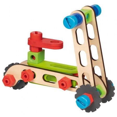 Goki Suitcase with kit construction vehicles - Toy wooden