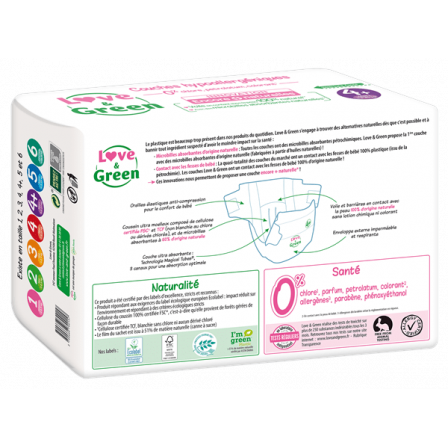 Love and green disposable diapers size 4 (7 to 14 kg)