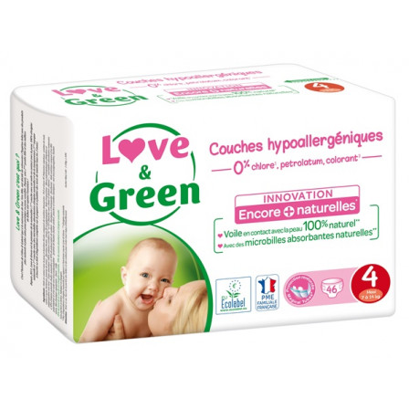 Love and Green Pack 6x46 disposable Diapers size 4 (7 to 14 kg)