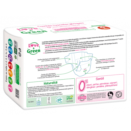 Love and Green Pack 6x46 disposable Diapers size 4 (7 to 14 kg)