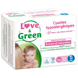 Love and Green Pack 6x40 Couches jetables taille 5 (11 à 25 kg)