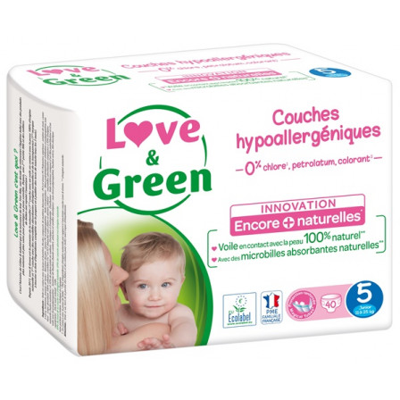 Love and Green Pack 6x40 disposable Nappies size 5 (11 to 25 kg)