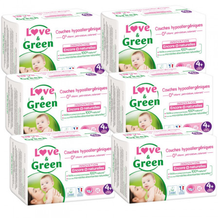 Love and Green Pack 6x42 disposable Diapers size 4+ (9 to 20 kg)