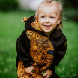 Lennylamb Bear Romper Black - Under the Leaves Golden Autumn