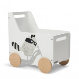 Kinderkraft Caisse à Jouets RACOON - Chariot coffre jouets à roulettes
