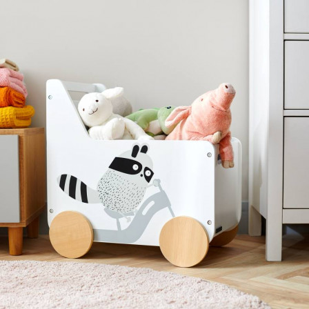 Kinderkraft Caisse à Jouets RACOON - Chariot coffre jouets à roulettes