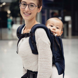 Limas Flex Dark Denim porte bébé physiologique en coton bio