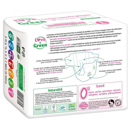 Love and green disposable diapers size 1 (2 to 5 kg)