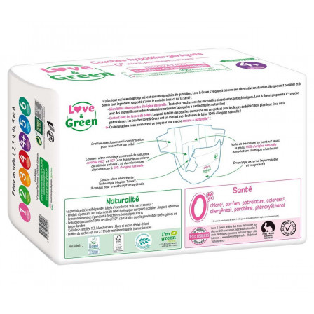 Love and Green disposable diapers size 4+ (9 to 20 kg)