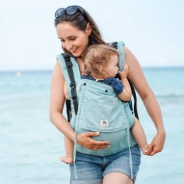 Limas Flex Turquoise porte bébé physiologique en coton bio