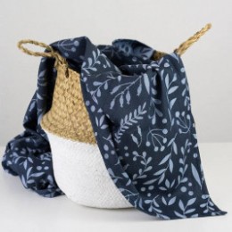 Limas Flora Midnight Blue - Écharpe de portage tissée en coton bio 460 cm
