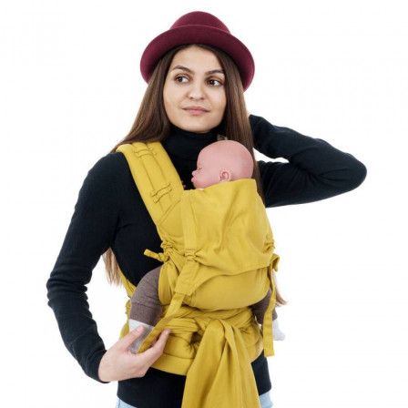 Fidella Fly Tai BIO Chevron Jaune Moutarde taille bébé meï-taï