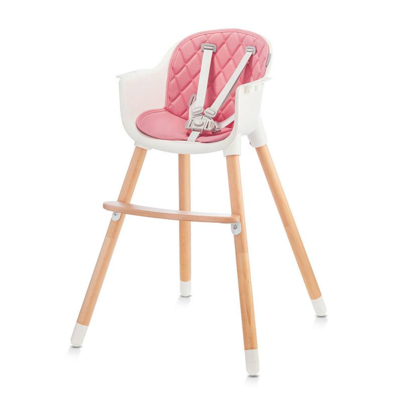 Chaise haute bébé rose