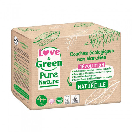 Pure Nature Couches certifiées Ecolabel et hypoallergéniques T4+ x 35 Pure Nature Couches certifiées Ecolabel et hypoallergéniques T4+ x 35